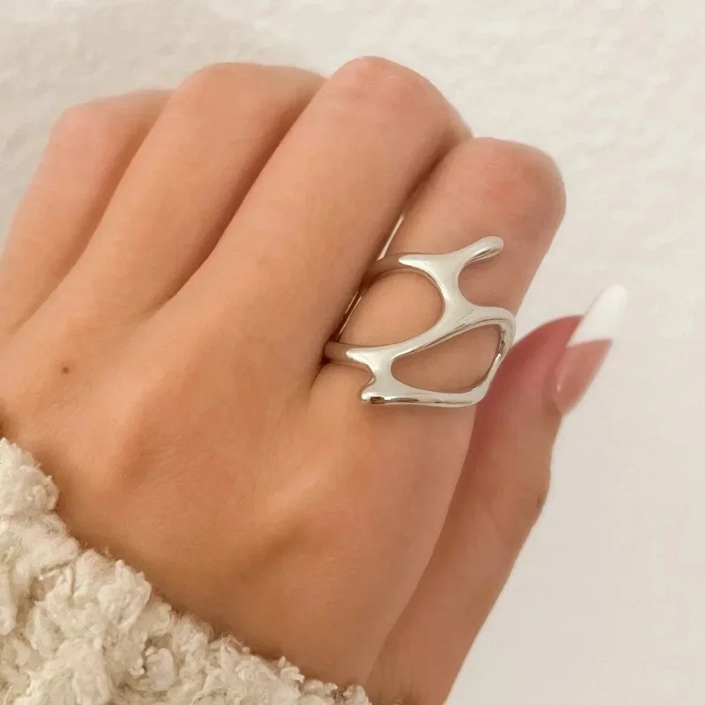 925 Sterling Silver Minimalist Geometric Wrap Ring Modern Boho Unique Ring